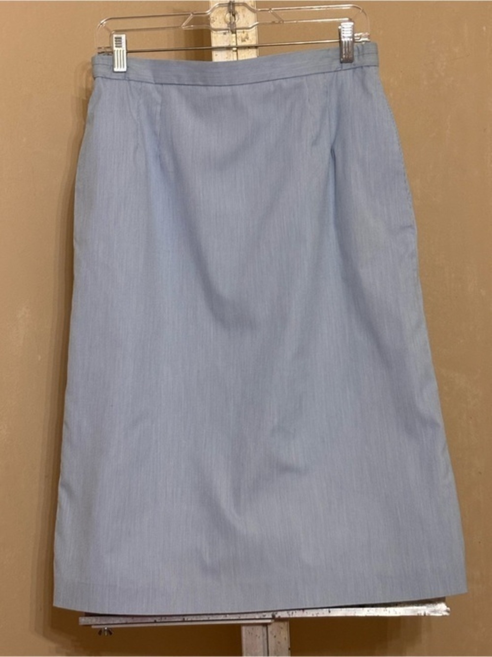 Vintage E. H. WOODS Light Blue Pinstripe Women's Pencil Skirt Sz 12 - Classic